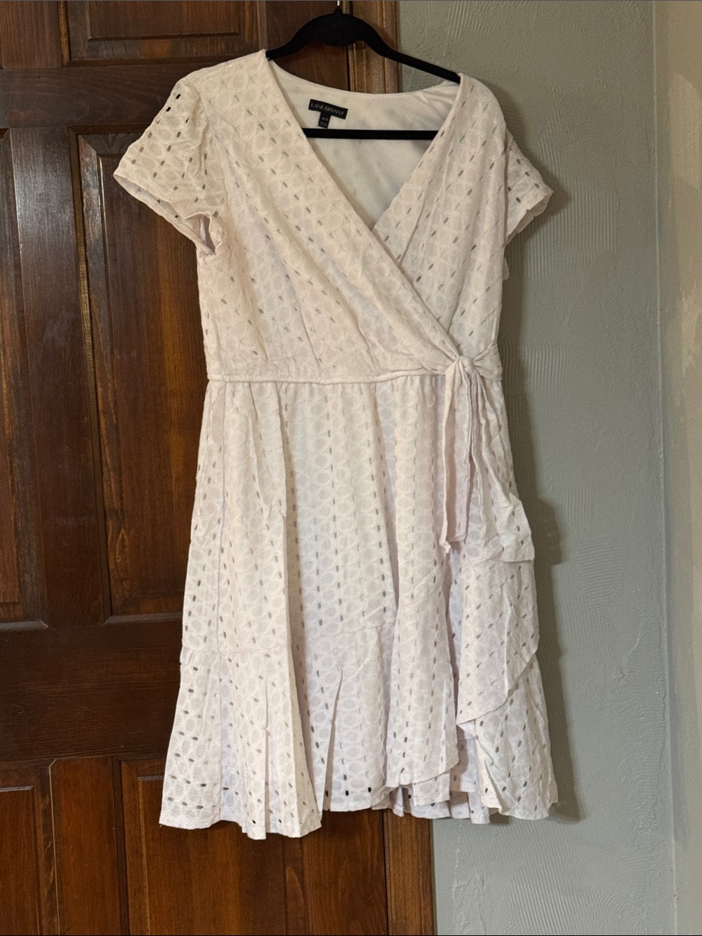 Lane Bryant white Eyelet Wrap Midi Dress size 14/16
